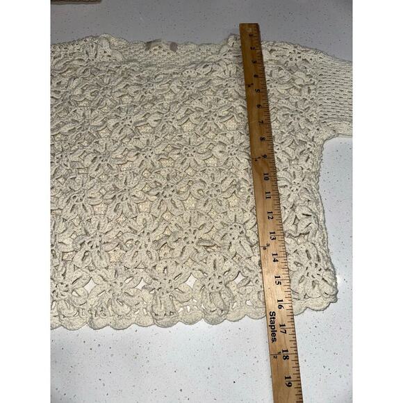 Altar’d State Crochet Sweater Pullover Neutral floral hippie Boho Ivory XS - Picture 5 of 7